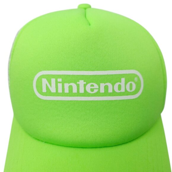 Nintendo Logo Mesh Snapback Cap Trucker Baseball Foam Hat NES Neon Green NEW - Picture 7 of 13